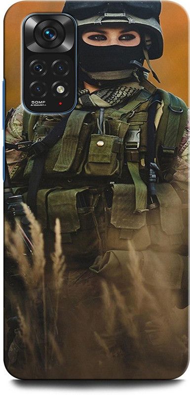 GRAFIQE Back Cover for Redmi Note 11 INDIAN ARMY, TXTURE, ARMY UNIFORM, MILITARY, WOMAN MILITARY  (Multicolor, Shock Proof, Pack of: 1)