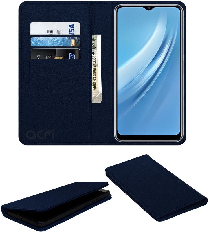 ACM Flip Cover for Vivo Iqoo U1X  (Blue, Cases with Holder, Pack of: 1)