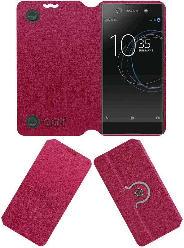 ACM Flip Cover for Sony Xperia Xa1 Ultra Dual  (Pink, Cases with Holder, Pack of: 1)