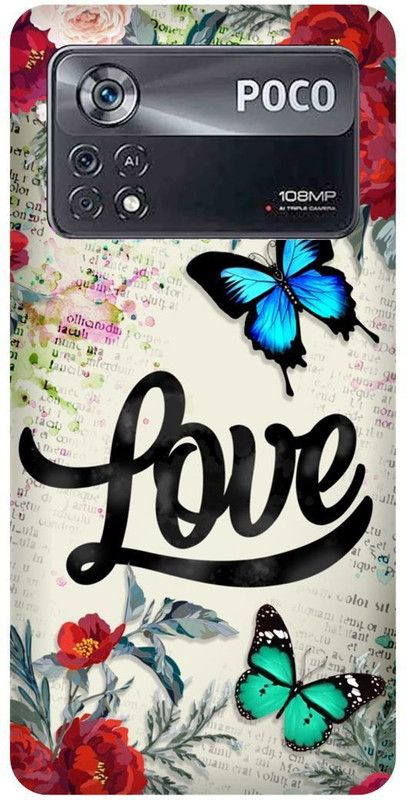 play fast Back Cover for POCO X4 Pro 5G, LOVE, BUTTERFLY, ART, COUPLE, LOVE  (White, Hard Case, Pack of: 1)
