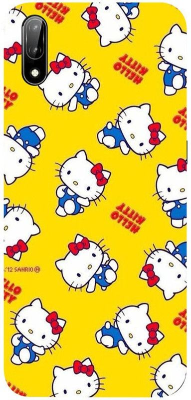 Skyhawk Back Cover for LG W11 Yellow Background And White Kitty  (Multicolor, Waterproof, Silicon, Pack of: 1)