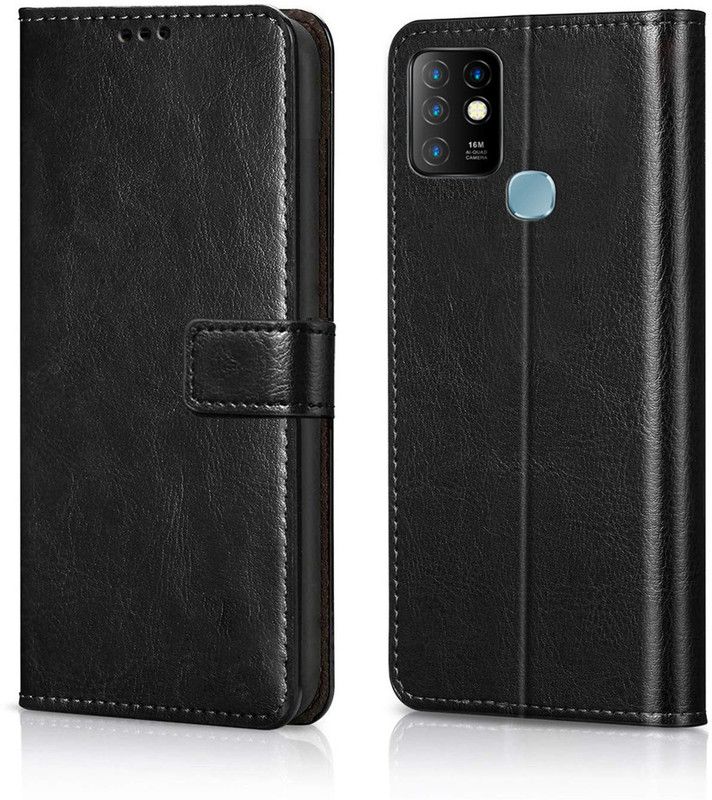 Nuvak Flip Cover for Infinix Hot 10  (Black, Magnetic Case, Pack of: 1)