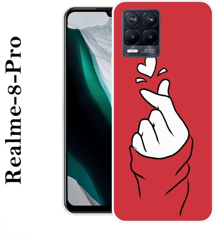 SIMAWAT Back Cover for Realme 8 Pro  (Red, White, Grip Case, Silicon)