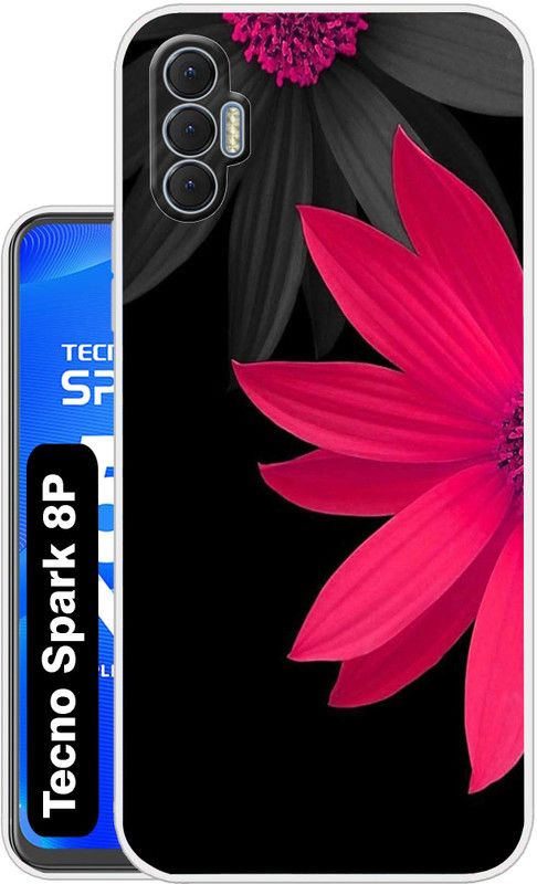 Flipkart SmartBuy Back Cover for Tecno Spark 8P  (Black, Pink, Silicon, Pack of: 1)