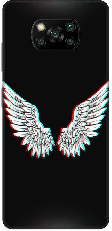 URCHIN Back Cover for Poco X3 Wings, Freedom, Neon, Angel, God  (Multicolor, Shock Proof, Pack of: 1)