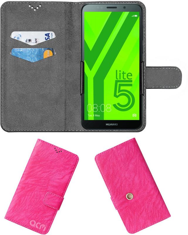 ACM Flip Cover for Huawei Y5 Lite  (Pink, Cases with Holder, Pack of: 1)