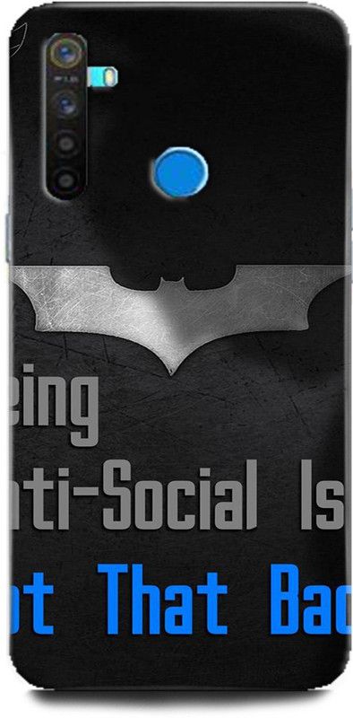 Afterglow Back Cover for Realme 5 BEING ANTI, SOCIAL,BATMAN  (Multicolor, Shock Proof, Pack of: 1)