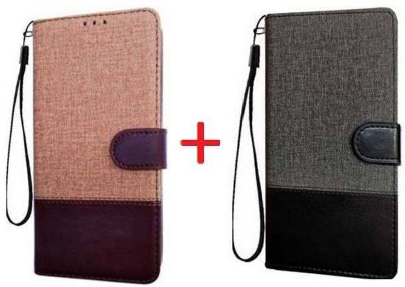 YuniKase Flip Cover for REDMI 10A Back Cover in Cases & Covers  (Brown, Black, Pack of: 2)