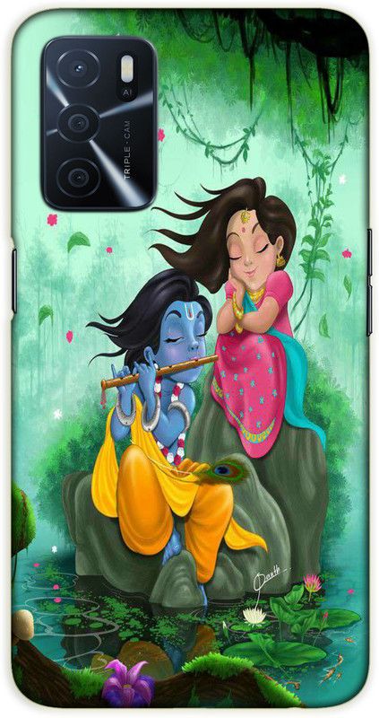 iprinto Back Cover for Oppo A53s 5G, Oppo A16 Radha Krishna Lord Krishna Kanha Back Cover  (Green, Hard Case, Pack of: 1)