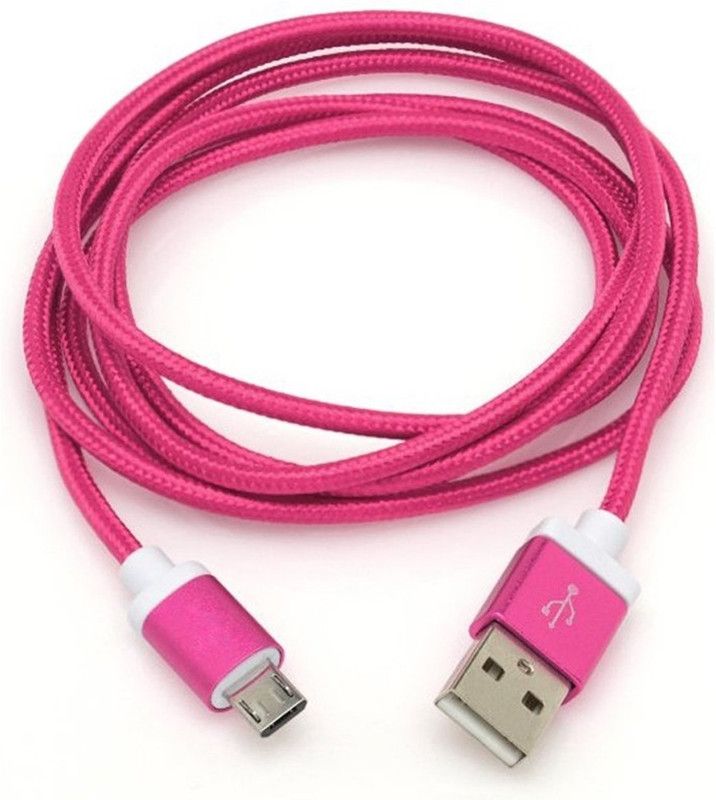 Digishopi Micro USB Cable 1.5 m Nylon Braided Micro USB Data Cable For Samsung Galaxy S6  (Compatible with All Smartphones, Pink, One Cable)