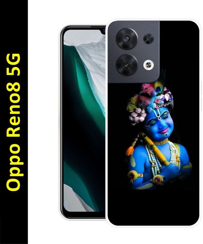 Namaste Back Cover for Oppo Reno8 5G  (Black, Blue, Silicon, Pack of: 1)