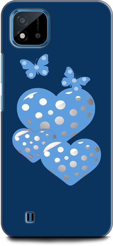 WallCraft Back Cover for Realme C20, RMX3063, RMX3061 BUTTERFLY, HEART, LOVE, BLUE  (Multicolor, Dual Protection, Pack of: 1)