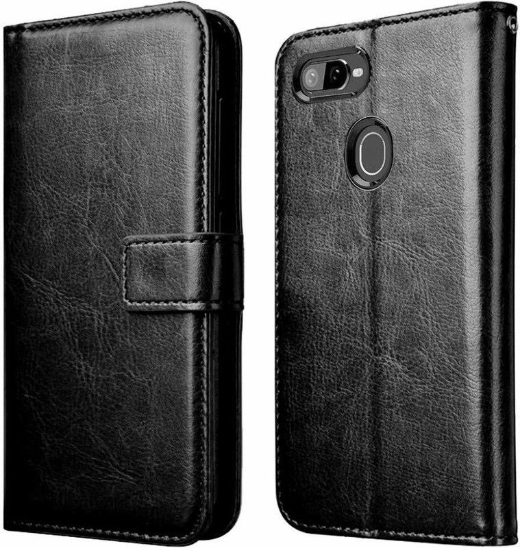Coverage Flip Cover for OPPO A5  (Black, Magnetic Case)