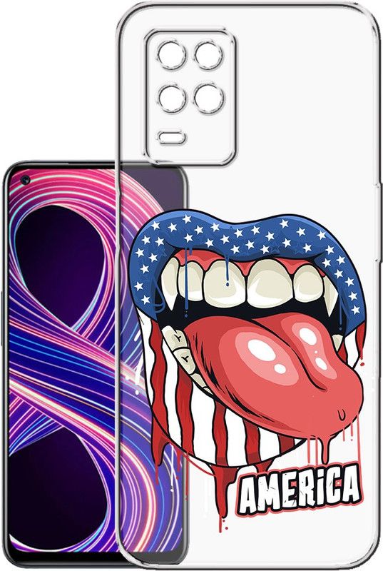 HANIRY Back Cover for Realme 8 Pro / RMX3081 mobile cover | OPEN MOUTH & TEXT AMERICA | Design | PNG_28  (Multicolor, Flexible, Silicon, Pack of: 1)