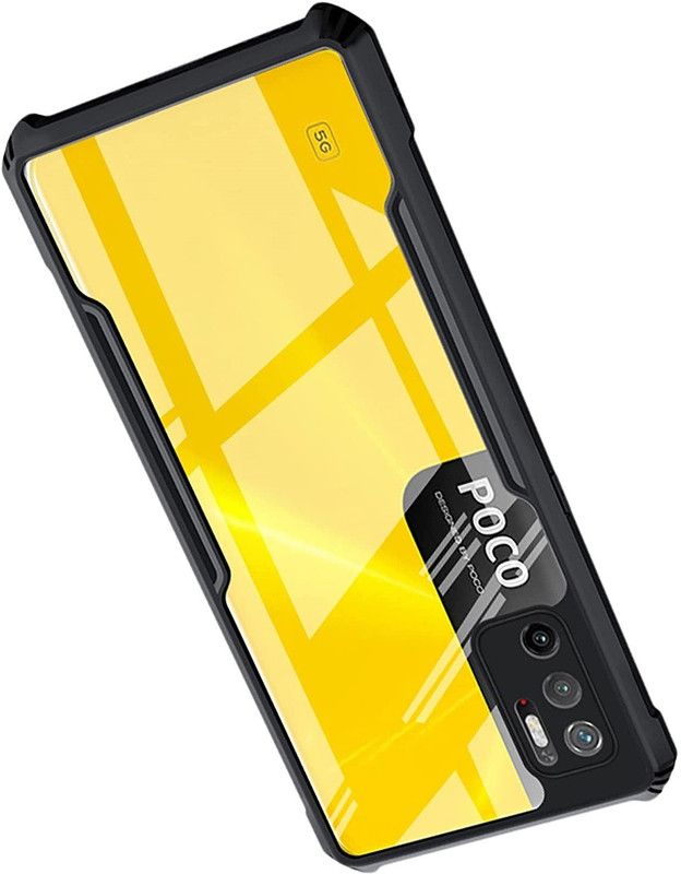 Phone Back Cover Back Cover for Mi POCO M3 Pro 5G  (Black, Transparent, Grip Case, Pack of: 1)