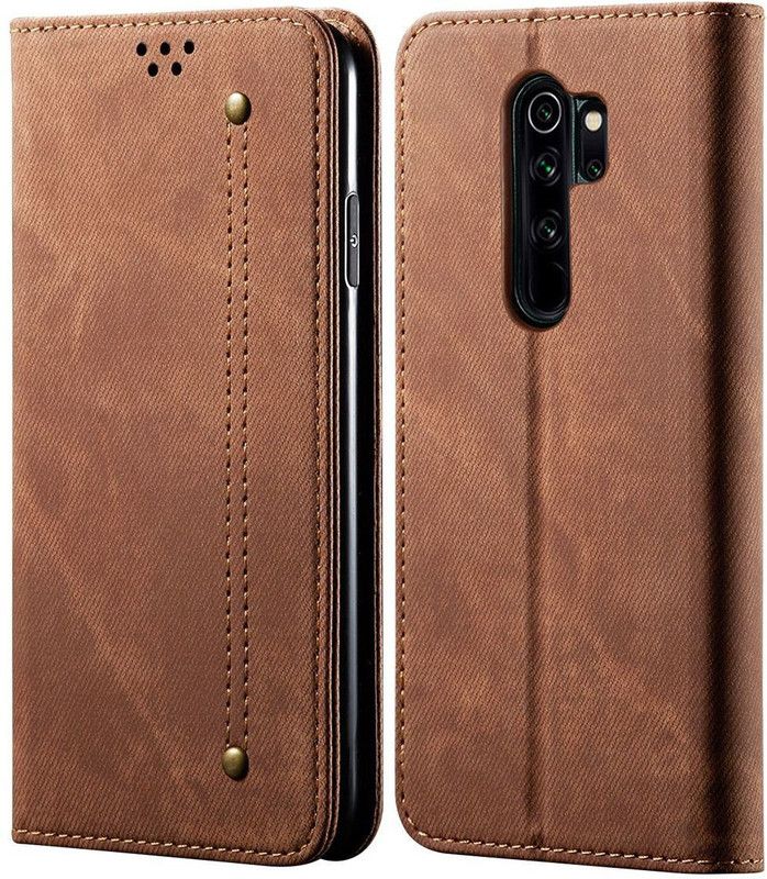 Pure Color Wallet Case Cover for Redmi Note 8 PRO  (Brown, Magnetic Case, Pack of: 1)