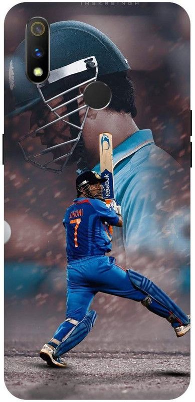 URCHIN Back Cover for Realme 3 Dhoni, Mahi, Mahendra singh Dhoni, Captain, india cricket, player, msd, sports  (Multicolor, Shock Proof, Pack of: 1)
