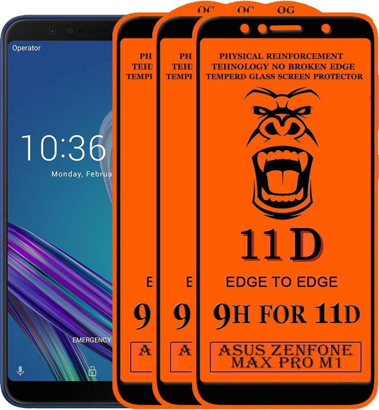 Xester Edge To Edge Tempered Glass for Asus Zenfone Pro M1  (Pack of 3)