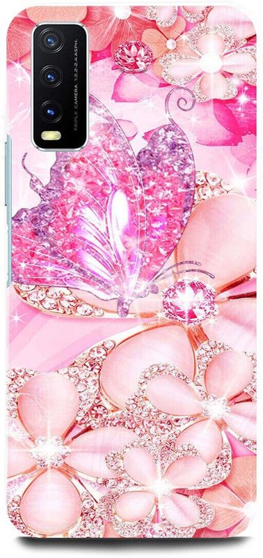 play fast Back Cover for Vivo Y12s, V2033 PINK, GOLDEN, DIAMOND, BUTTERFLY, LOVE  (Pink, Hard Case, Pack of: 1)