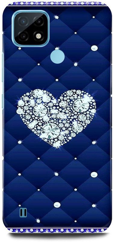 FRONK Back Cover for Realme C21Y, RMX3261, HEART, BLUE, BLING, STAR, LOVE  (Blue, Hard Case, Pack of: 1)