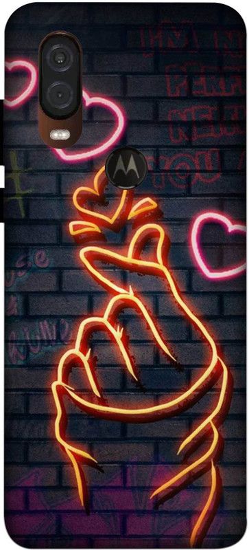 NDCOM Back Cover for Motorola One Vision Swag Cute Hearts Printed  (Multicolor, Hard Case, Pack of: 1)