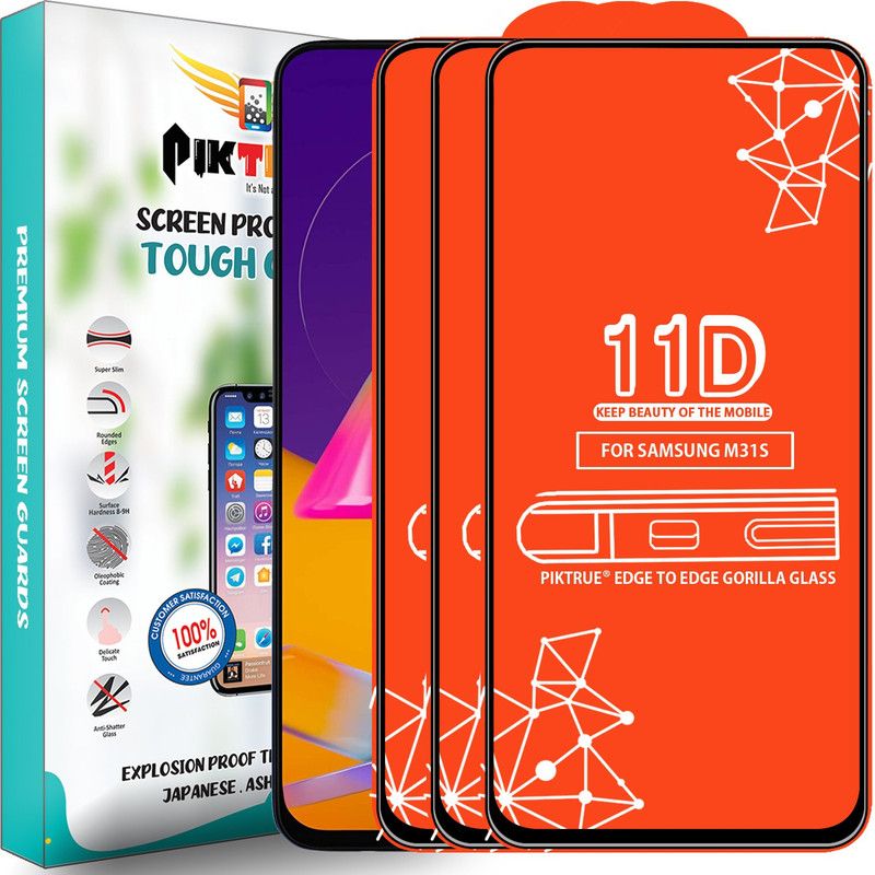 PikTrue Edge To Edge Tempered Glass for Samsung Galaxy M31S  (Pack of 3)