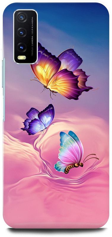 play fast Back Cover for Vivo Y20, V2029 BUTTER, FLY, PINK, NATURE, FLOWERS  (Pink, Hard Case, Pack of: 1)