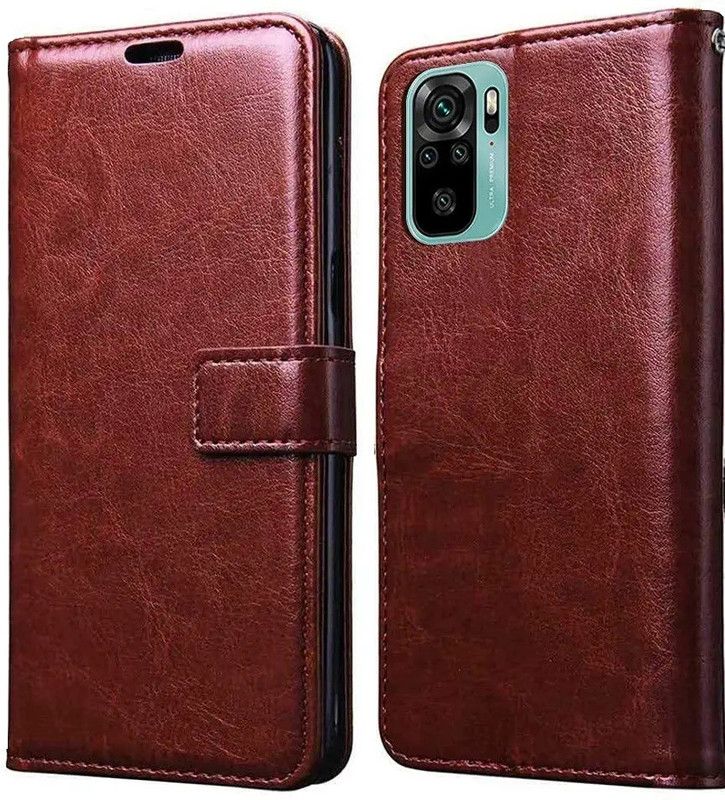COVERNEW Flip Cover for Xiaomi Redmi Note 10  (Brown, Dual Protection, Pack of: 1)