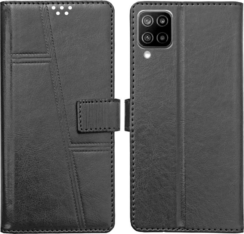 Cleartech Flip Cover for Samsung Galaxy M12 Wallet Cover (Black, Magnetic Case)  (Black, Magnetic Case, Pack of: 1)