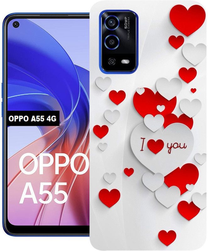mitzvah Back Cover for OPPO A55 4G  (Red, White, Dual Protection, Silicon, Pack of: 1)