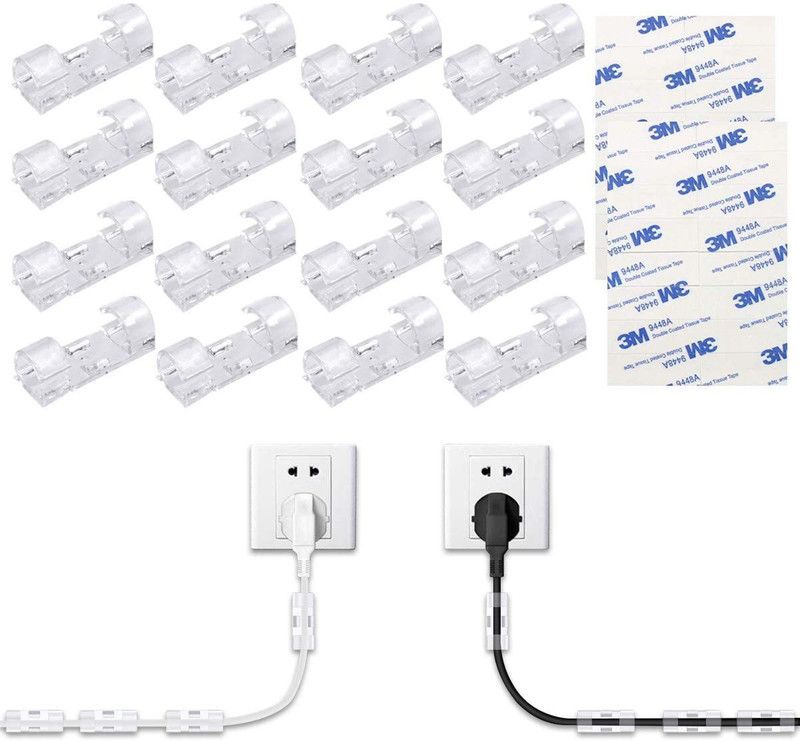 GaxQuly Self-adhesive cable clip organizer wire holder management system Cable Protector Cable Protector  (White)