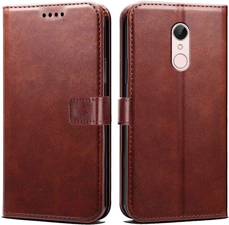 Zelq Flip Cover for Mi Redmi Note 5  (Brown, Cases with Holder, Pack of: 1)
