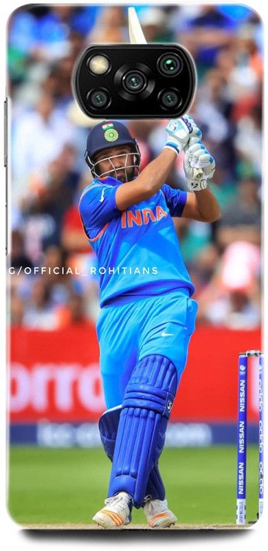 ORBIQE Back Cover for POCO X3 MZB07Z3IN ROHIT SHARMA, INDIA, CRICKET, INDIAN CRICKET BATSMAN  (Multicolor, Shock Proof, Pack of: 1)