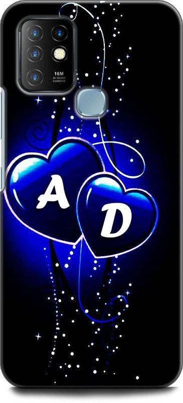 WallCraft Back Cover for Infinix Hot 10 A D, A LOVES D, NAME, ALPHABET, AD LOVE, HART, BLUE  (Multicolor, Dual Protection, Pack of: 1)