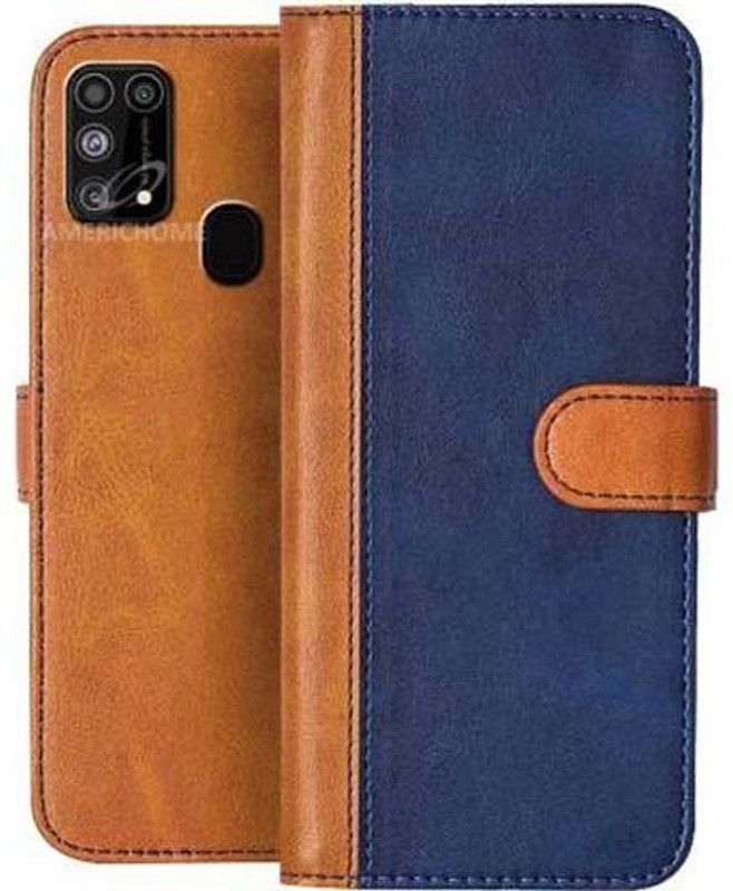 AmericHome Flip Cover for Samsung Galaxy M31,M21,M30s,F41,M31 Prime  (Brown, Grip Case, Pack of: 1)