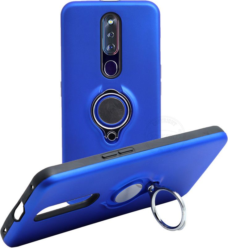 VAKIBO Back Cover for Oppo F11 Pro, Ring Stand Back Cover- Dual Layer -Shock Proof - Strong Case  (Blue, Rugged Armor, Pack of: 1)