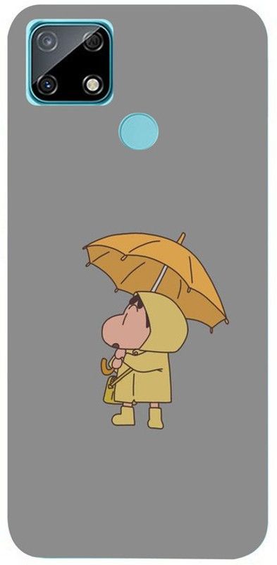 Golden Mask Back Cover for Realme c25 Shinchan With Umbrella  (Multicolor, Waterproof, Silicon, Pack of: 1)