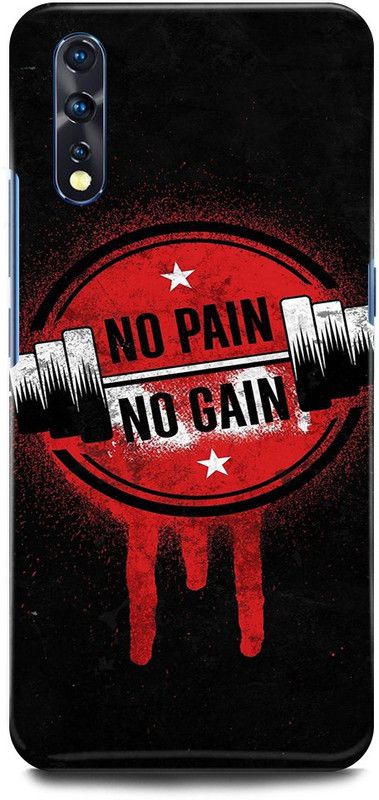 JUGGA Back Cover for Vivo S1, 1907, NO, PAIN, NO, GAIN, GYM, WORKOUT  (Black, Hard Case, Pack of: 1)