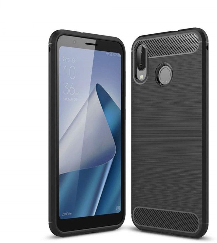 TARKAN Back Cover for Carbon Fibre Rugged Shock Proof Soft Back Case Cover for Asus Zenfone Max M1 (Black)  (Black, Shock Proof, Pack of: 1)