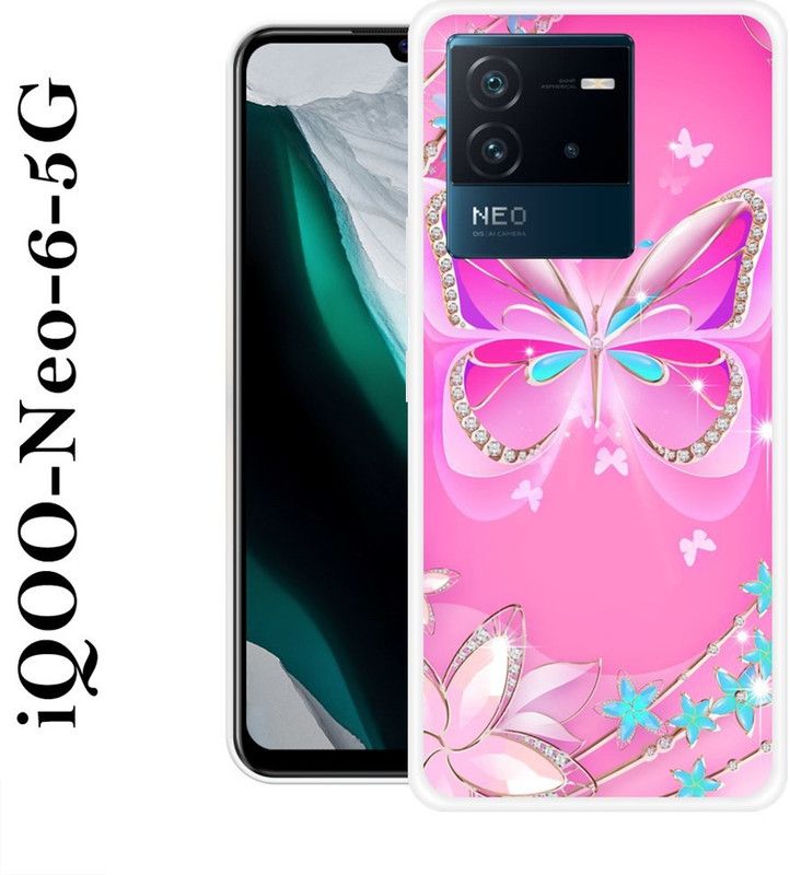 INDIALAND Back Cover for IQOO Neo 6 5G  (Pink, White, Grip Case, Silicon)