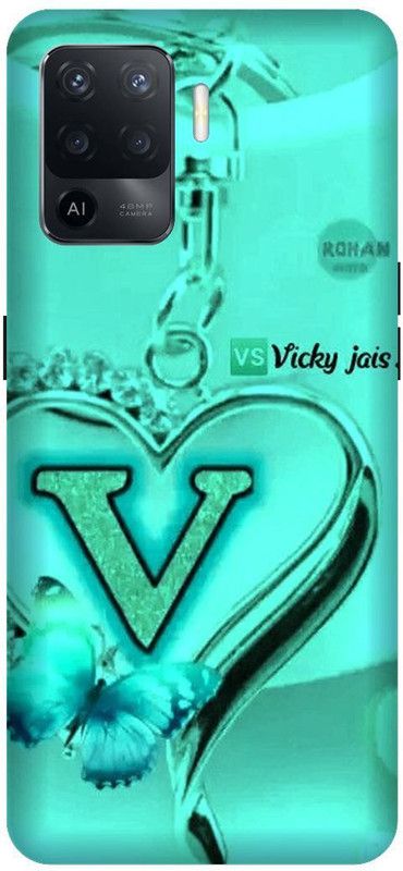 VS PRINT LINK Back Cover for OPPO F19 Pro (4G) , CPH2285 , V letter,V name V word , Printed Back Cover  (Green, Hard Case, Pack of: 1)