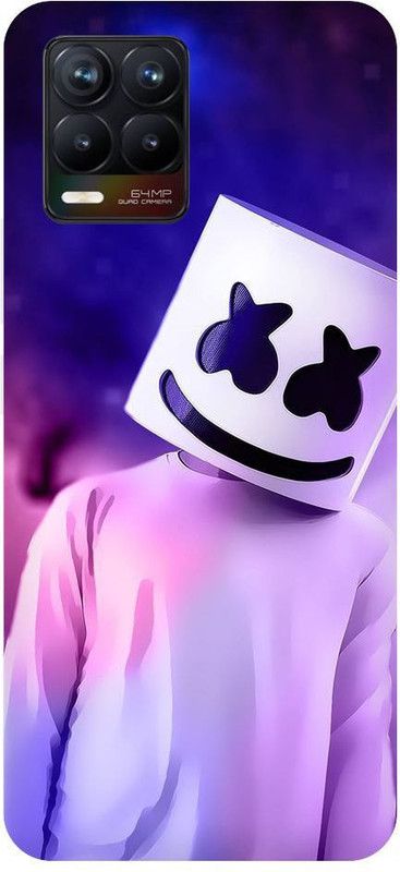 URCHIN Back Cover for Realme 8 Marshmello, EDM, DJ, Famious, marshmello, singer  (Multicolor, Shock Proof, Pack of: 1)