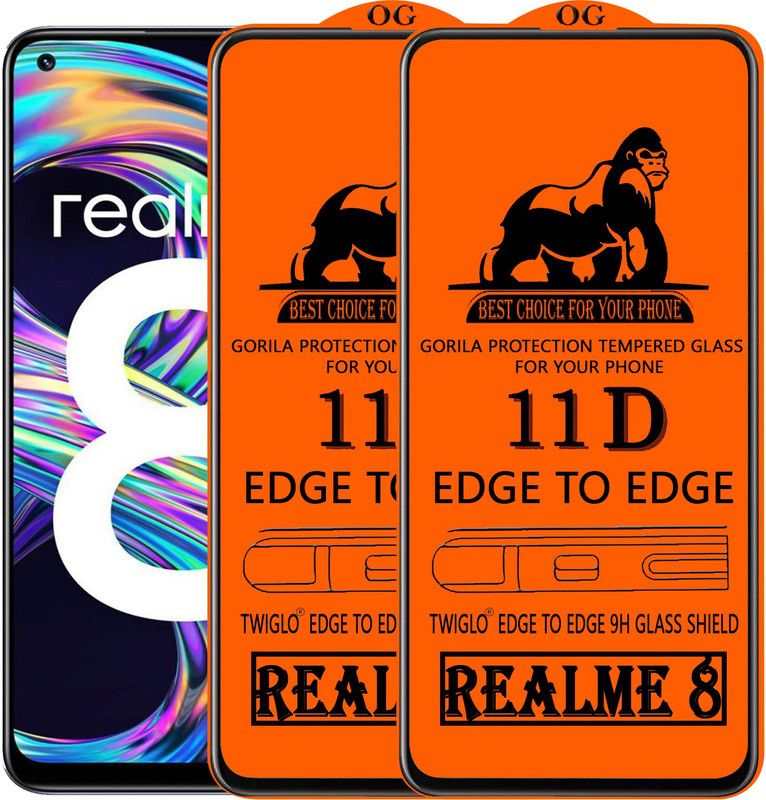 TWIGLO Edge To Edge Tempered Glass for REALME 8  (Pack of 2)