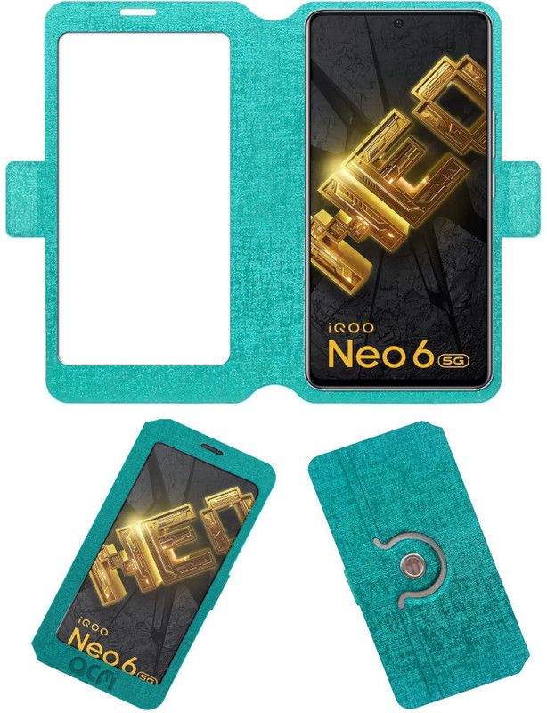 ACM Flip Cover for Iqoo Z6 44w  (Blue, Cases with Holder, Pack of: 1)