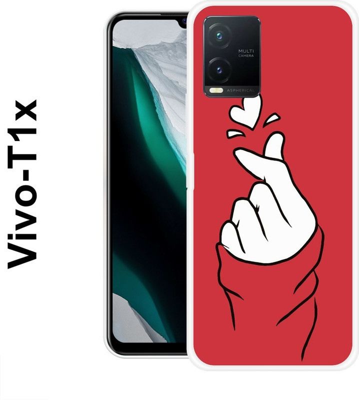 redfly Back Cover for Vivo T1x  (Red, White, Grip Case, Silicon)