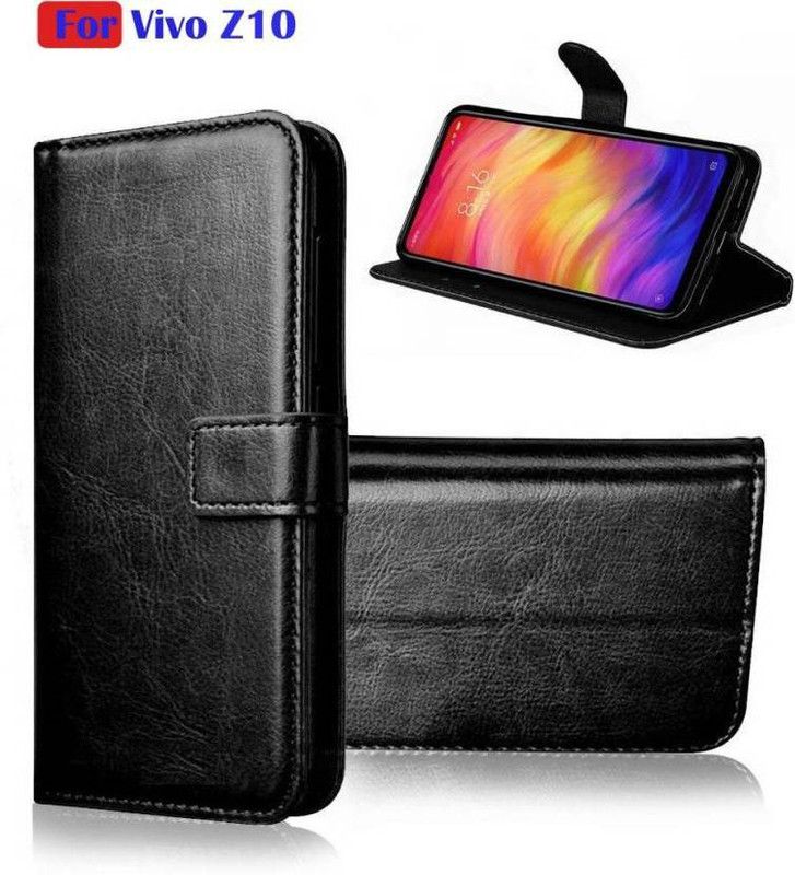 Finely Flip Cover for Vivo Z10  (Black, Pack of: 1)