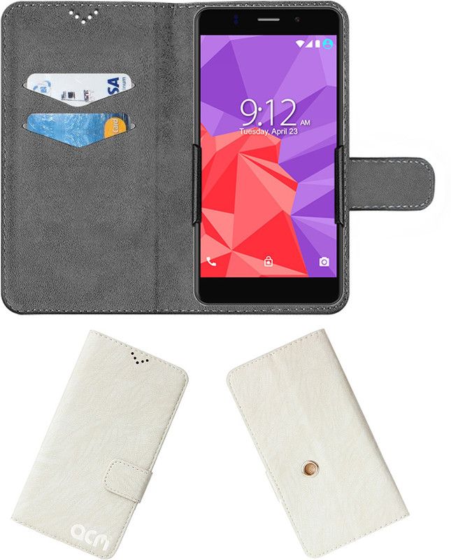 ACM Flip Cover for Nuu Q500  (White, Cases with Holder, Pack of: 1)