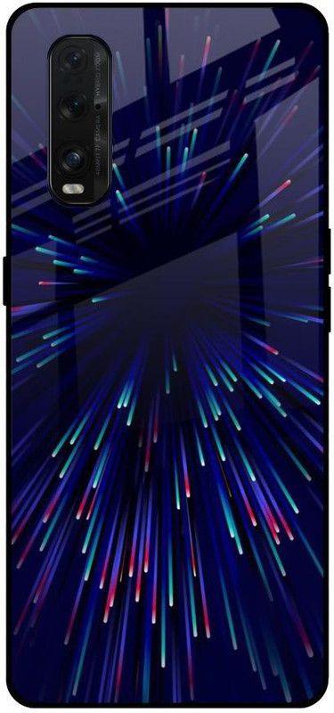 QRIOH Glass Back Cover for Oppo Find X2  (Blue, Grip Case, Silicon, Pack of: 1)