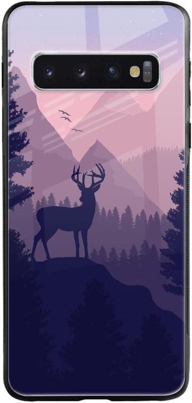 QRIOH Glass Back Cover for Samsung Galaxy S10  (Pink, Blue, Grip Case, Silicon, Pack of: 1)
