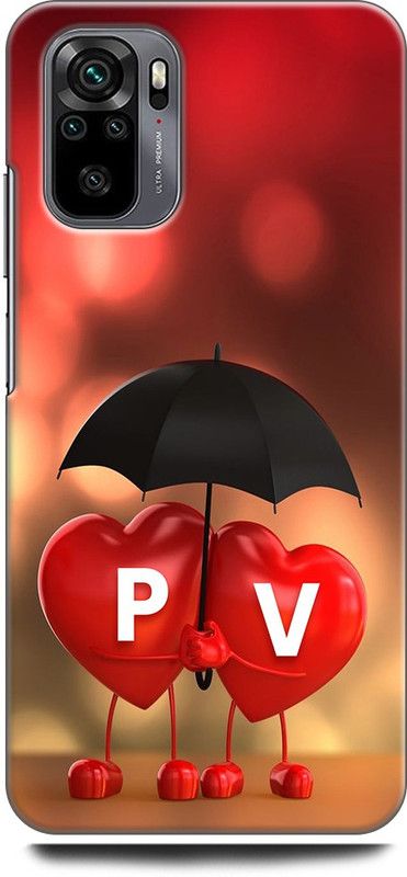 KEYCENT Back Cover for REDMI Note 10 P V, P LOVES V, NAME, LETTER, ALPHABET, PV LOVE, HART, BLUE  (Multicolor, Pack of: 1)